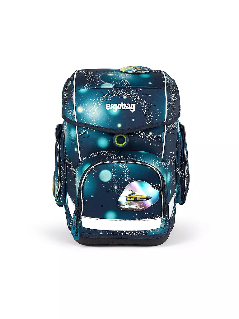 ERGOBAG | Schultaschenset 5tlg CUBO Galaxy Glow - RaumfahBär  | dunkelblau