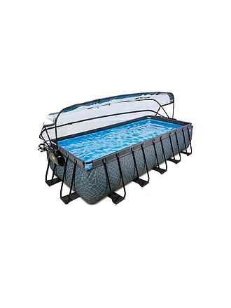 EXIT TOYS | Stone Pool 540x250x100cm mit Abdeckung und Sandfilter- und Wärmepumpe