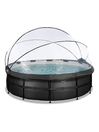 EXIT TOYS | Black Leather Pool ø488x122cm mit Abdeckung und Sandfilterpumpe