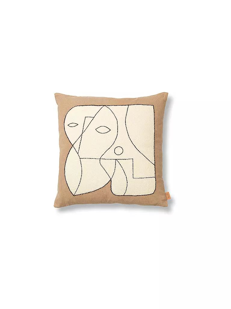 FERM LIVING | Kissen FIGURE CUSHION 50x50 Taupe White  | camel