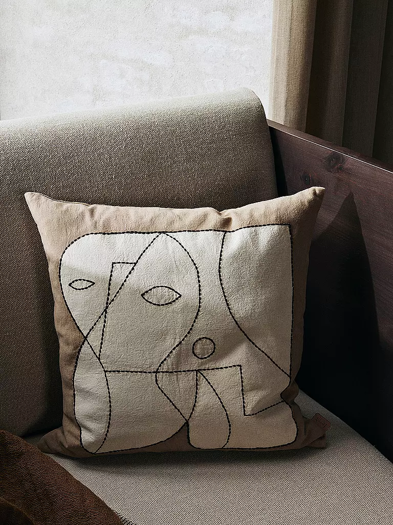 FERM LIVING | Kissen FIGURE CUSHION 50x50 Taupe White  | camel