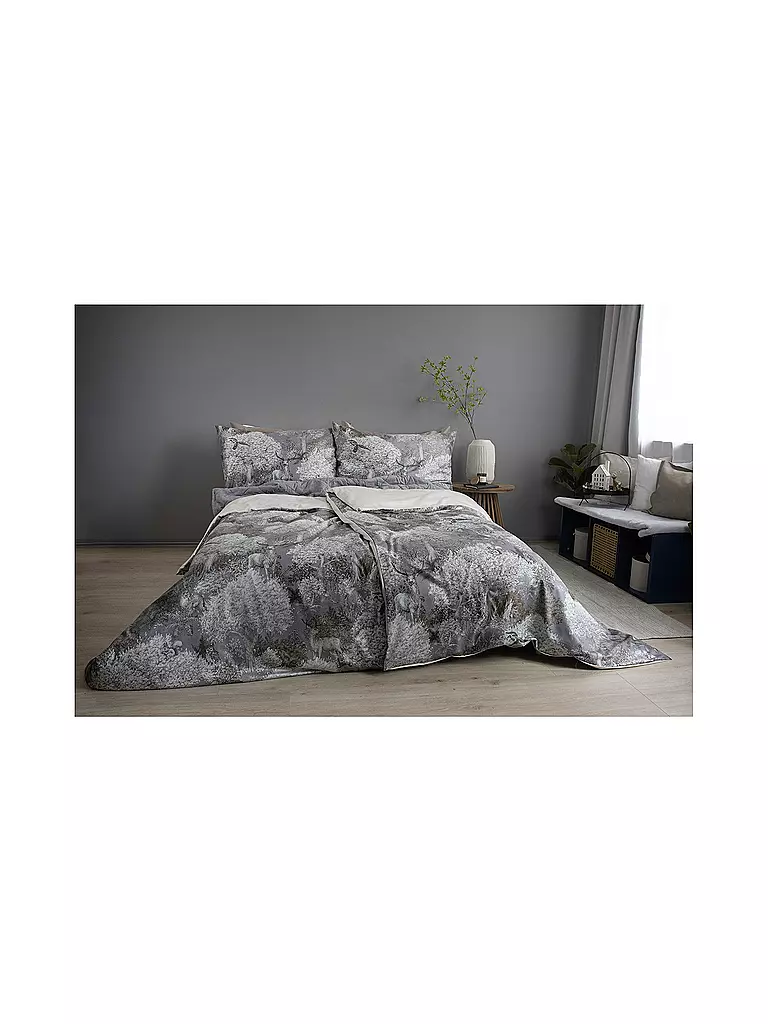 FLEURESSE | Satin Bettwäsche 70x90cm/140x200cm BED ART Stone | grau