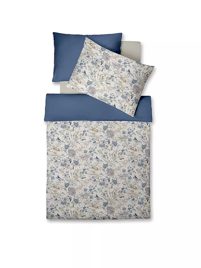 FLEURESSE | Satin Bettwäsche MODERN GARDEN 70x90cm/140x200cm Dove | blau