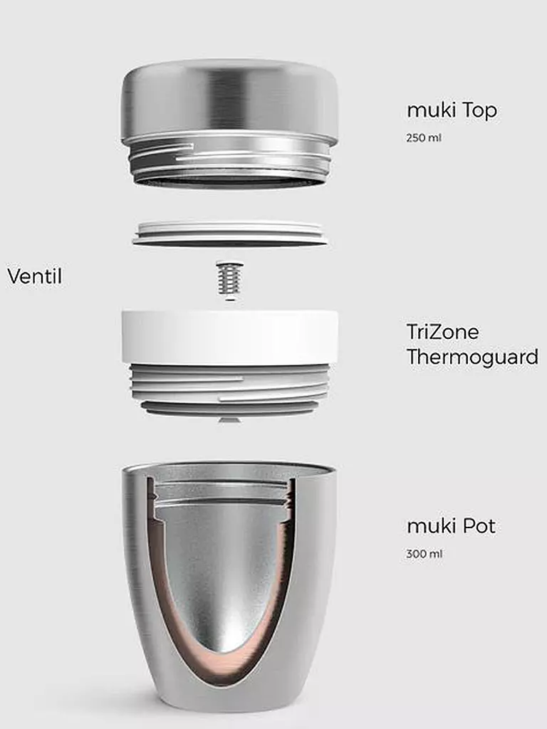 FLSK | Isolierbecher MUKI Snackpot 0,55l Edelstahl | silber