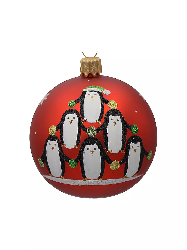 Pinguine FREEDOM - Weihnachtsschmuck Kugel 7cm rot