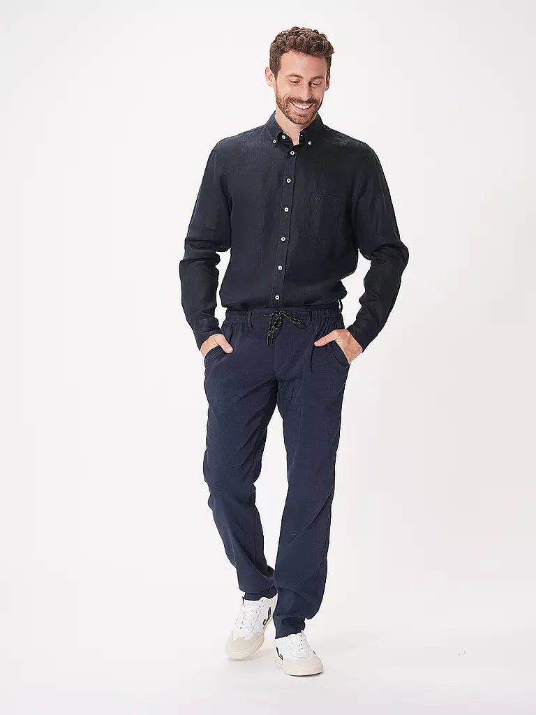 FYNCH HATTON | Leinenhemd Casual Fit | dunkelblau