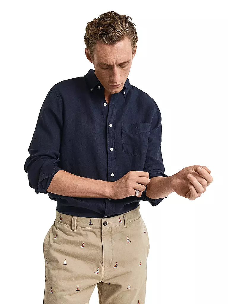 GANT | Leinenhemd Regular Fit  | blau