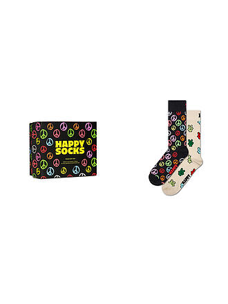 HAPPY SOCKS | Herren Geschenkbox Socken PEACE 2er Pkg 41-46 black