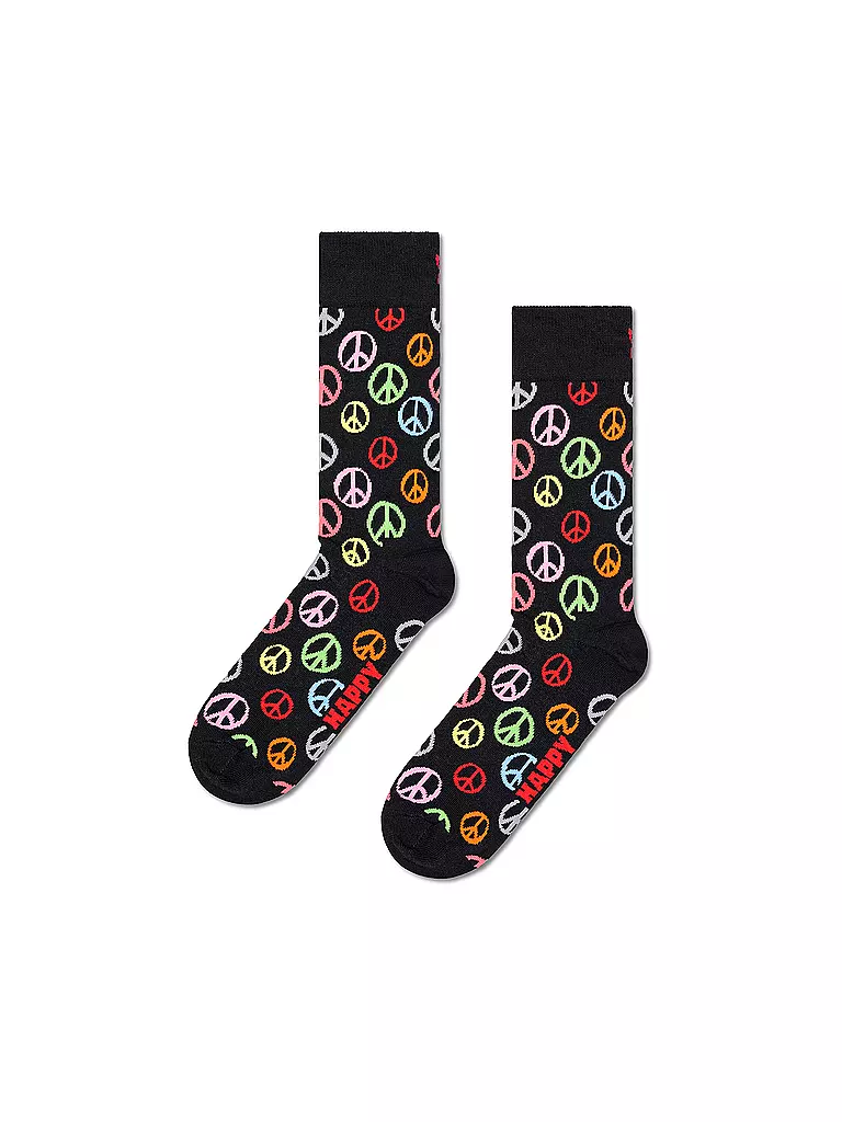 HAPPY SOCKS | Damen Socken PEACE 36-40 black | schwarz