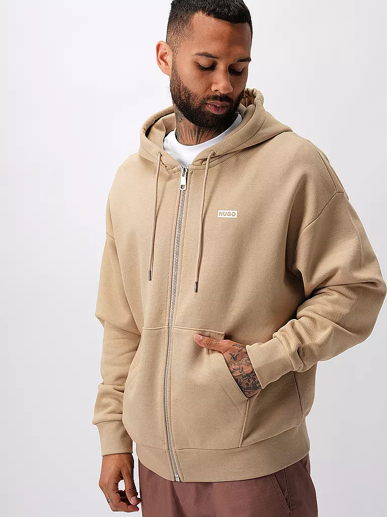 HUGO | Kapuzensweatjacke NARDIMEZ | beige