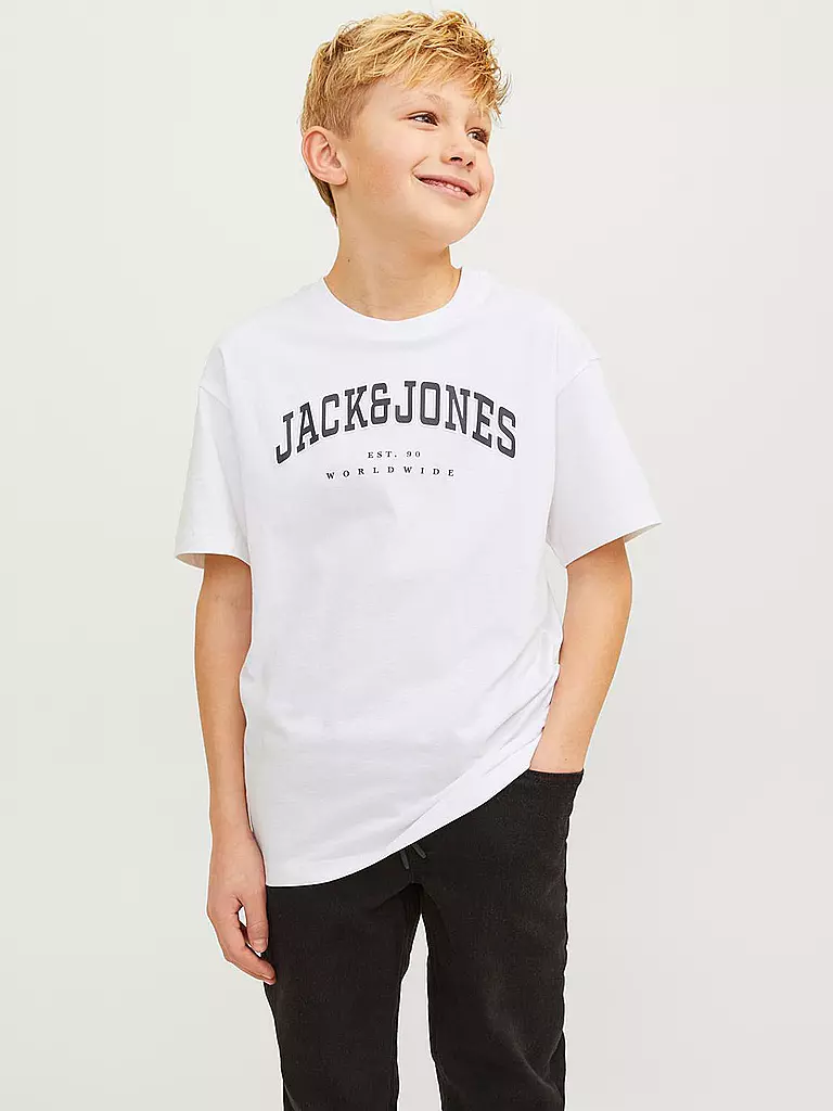 JACK & JONES | Jungen T-Shirt  JJECALEB VARSITY TEE | weiss