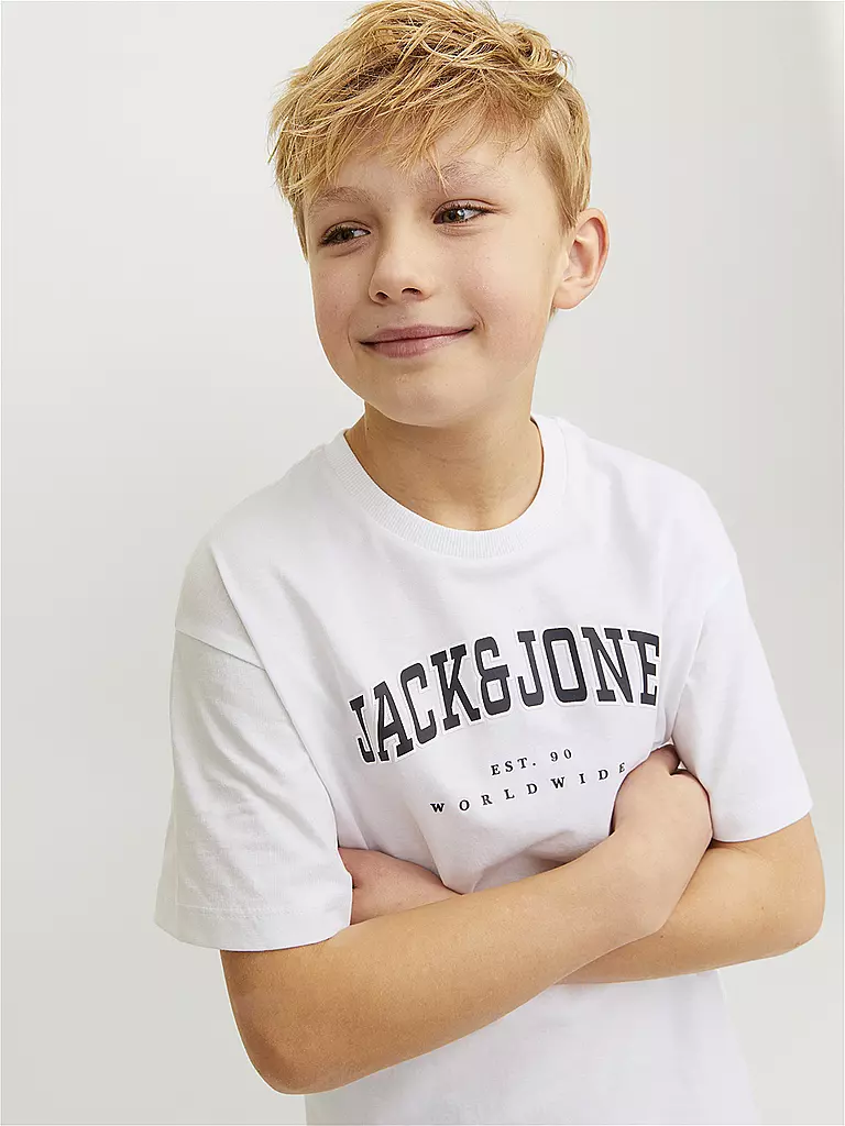 JACK & JONES | Jungen T-Shirt  JJECALEB VARSITY TEE | weiss