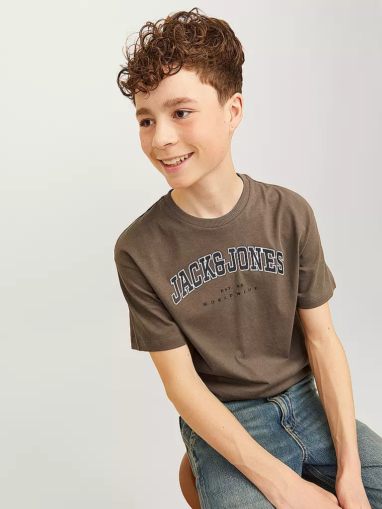 JACK & JONES | Jungen T-Shirt  JJECALEB VARSITY TEE | braun