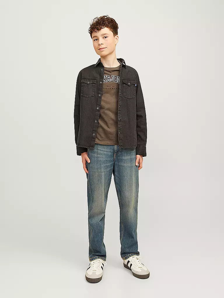 JACK & JONES | Jungen T-Shirt  JJECALEB VARSITY TEE | braun