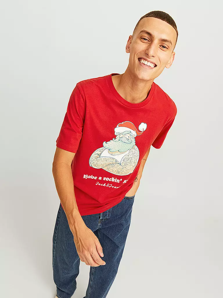 JACK & JONES | T-Shirt JJXMAS | dunkelblau