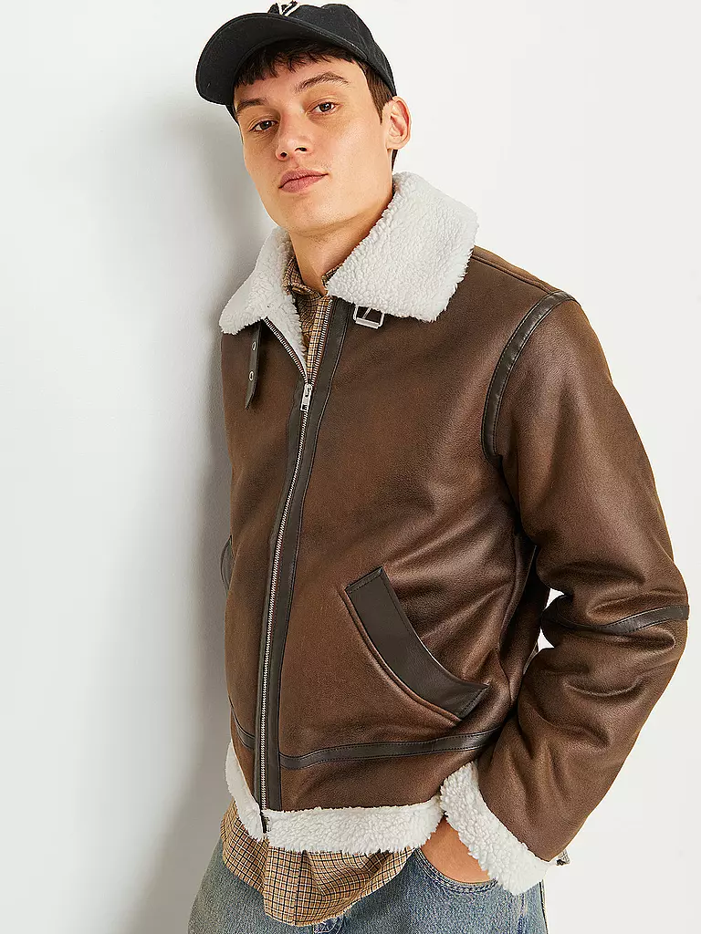 JACK & JONES | Jacke in Shearling-Optik  JORCOLE | braun