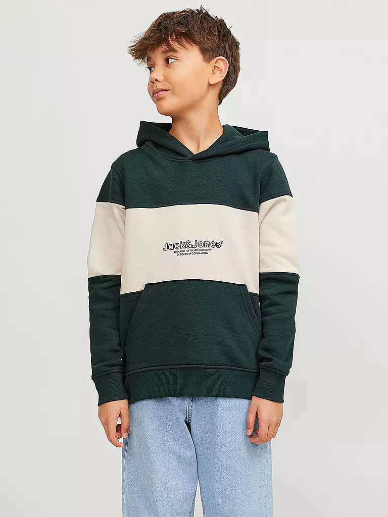 JACK & JONES | Jungen Kapuzensweater - Hoodie  JORLAKEWOOD  | dunkelgrün