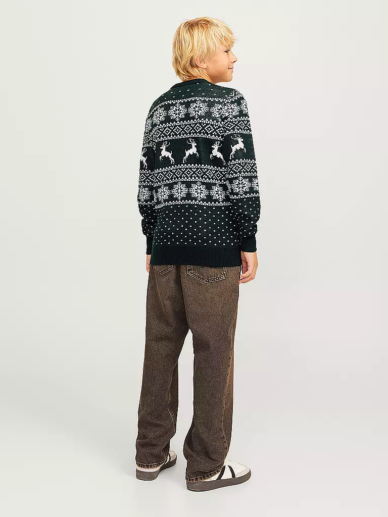 JACK & JONES | Jungen Pullover JJXMAS GABRIEL | dunkelgrün