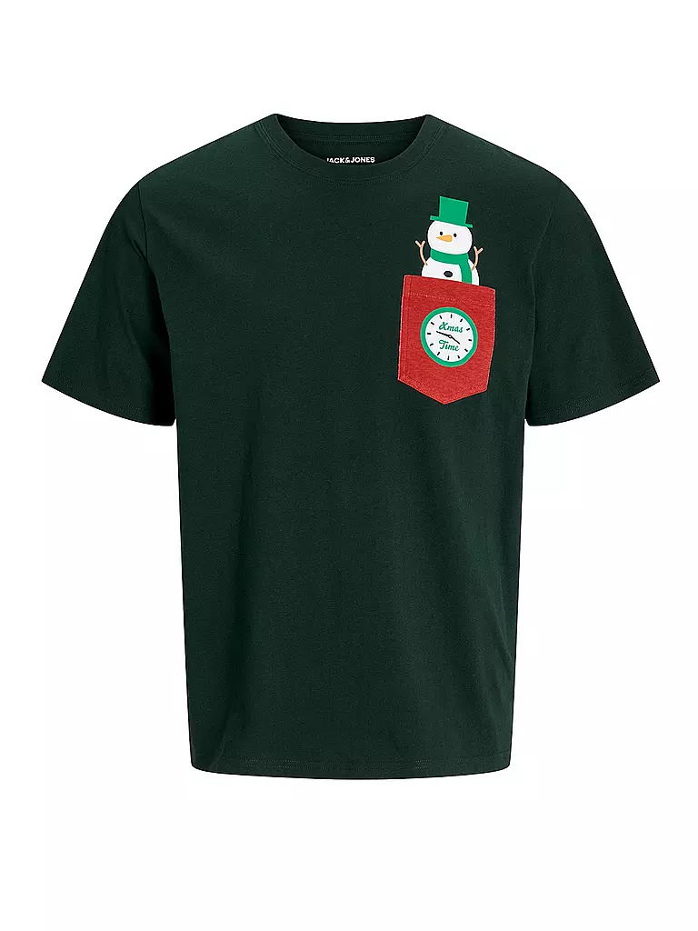 JACK & JONES | T-Shirt JJXMAS | dunkelgrün