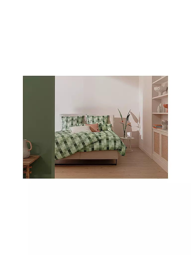 JOOP | Satin Bettwäsche MESH 70x90cm/140x220cm Sage | hellgrün