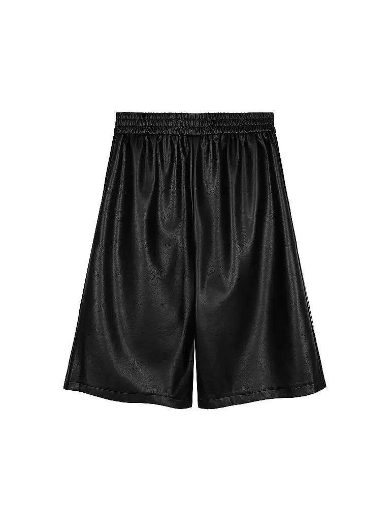 KARO KAUER | Shorts in Lederoptik  | schwarz