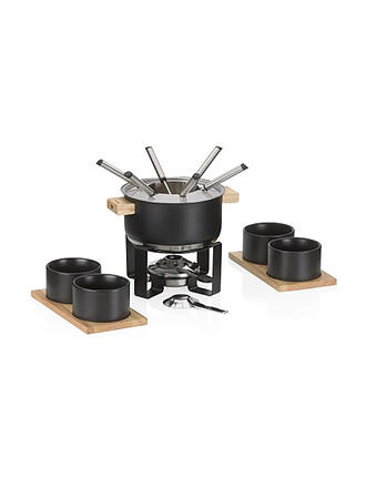 KELA | Fondue-Set 16tlg GUNTEN Schwarz/Edelstahl