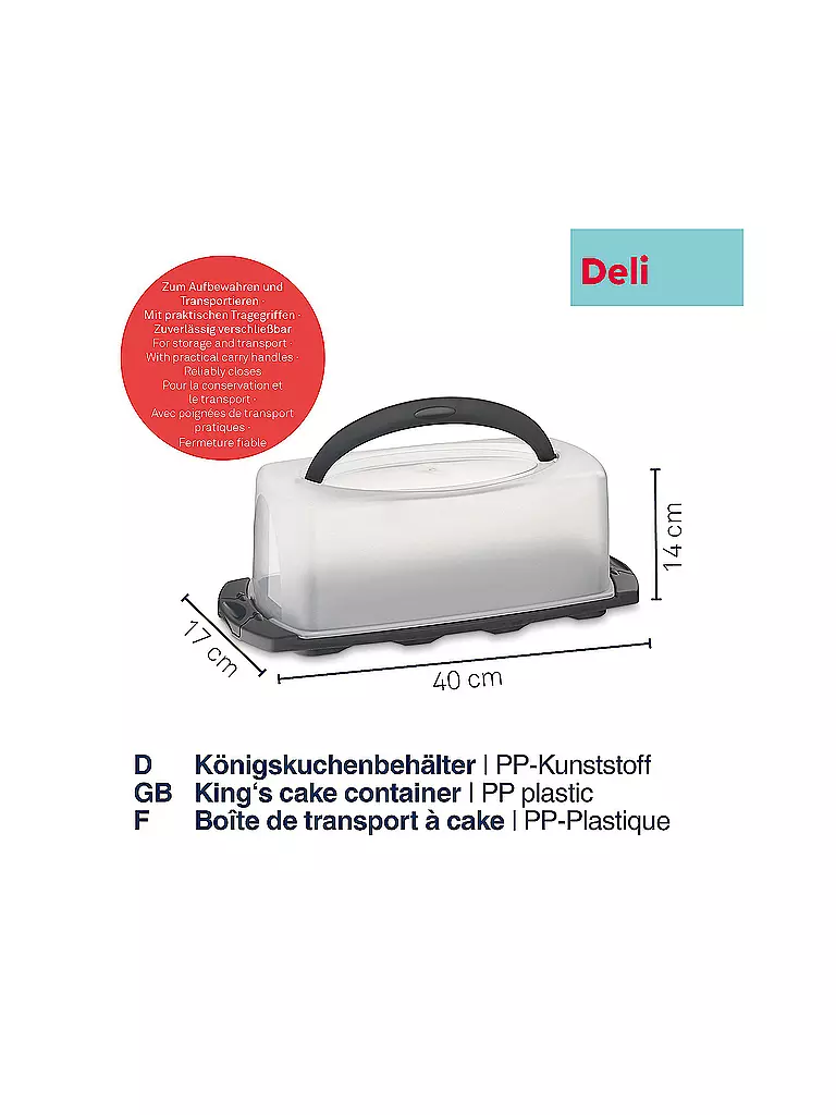 KELA | Königskuchenbehälter DELI 40cm Graphitgrau | grau