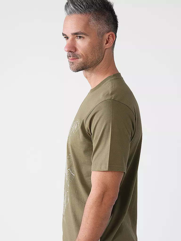 KNOWLEDGE COTTON APPAREL | T-Shirt OWL LINES | olive