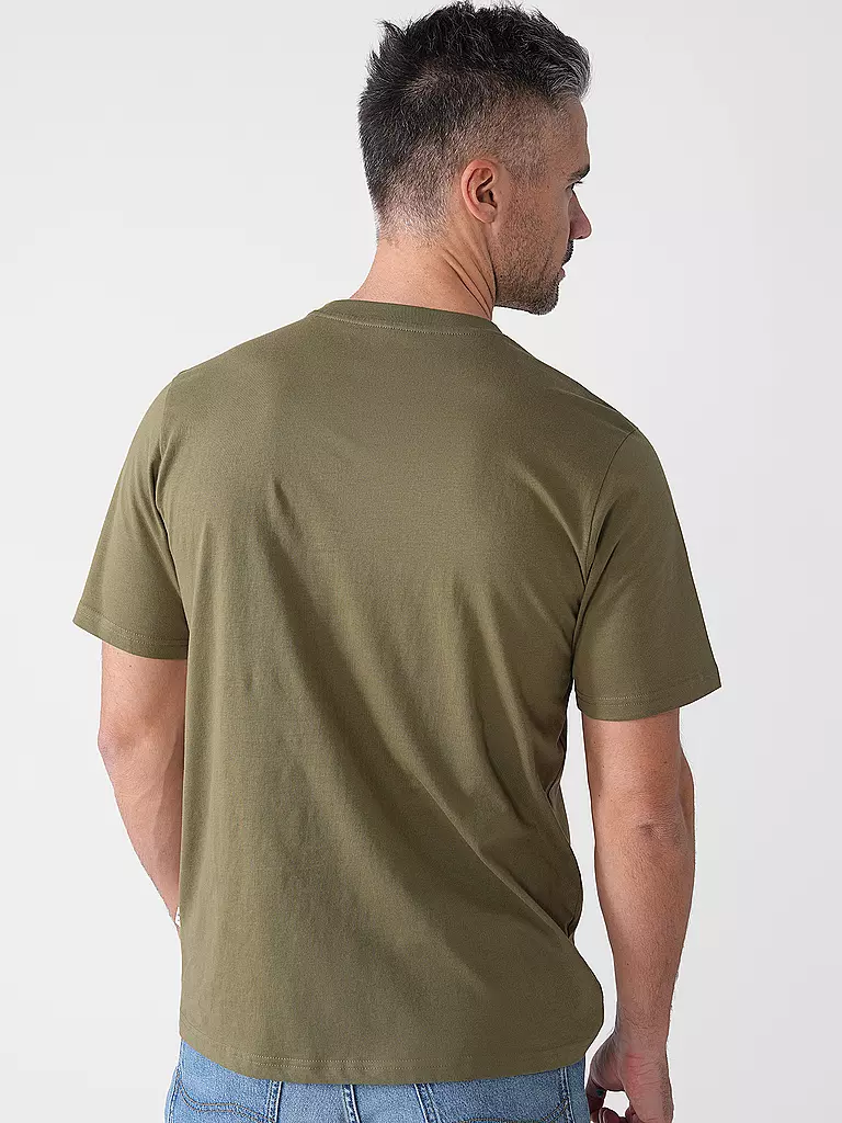 KNOWLEDGE COTTON APPAREL | T-Shirt OWL LINES | olive