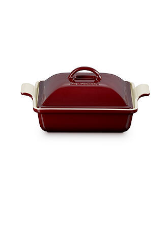 LE CREUSET | Auflaufform 23cm Tradition mit Deckel aus Steinzeug quadratisch Garnet