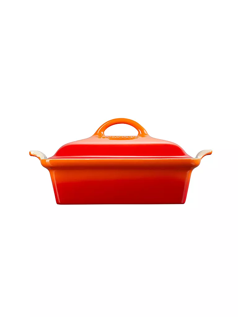 LE CREUSET | Auflaufform 23cm Tradition mit Deckel aus Steinzeug quadratisch Ofenrot | orange