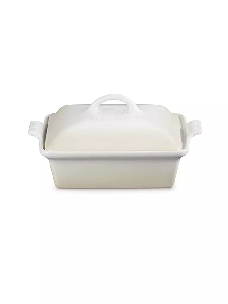 LE CREUSET | Auflaufform 23cm/1,9l Tradition mit Deckel aus Steinzeug quadratisch Meringue | creme