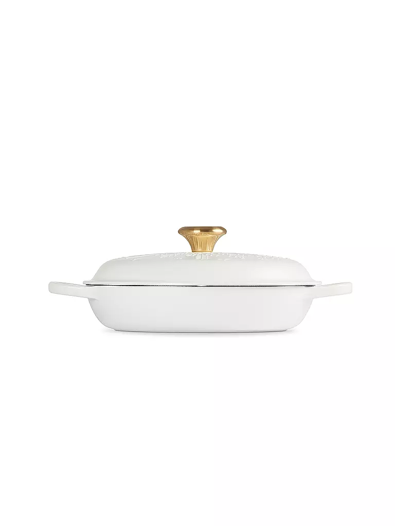 LE CREUSET | Gourmet-Profitopf Schneeflocke aus Gusseisen mit Goldknopf 26cm SIGNATURE Cotton | beige