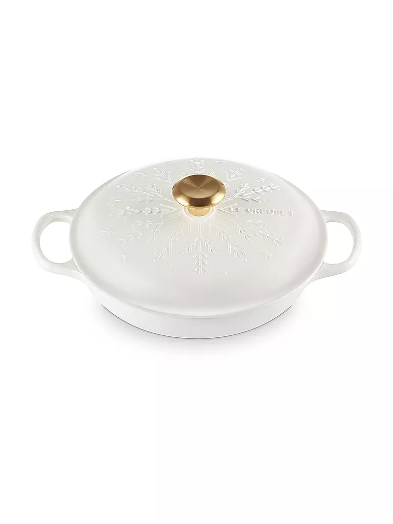 LE CREUSET | Gourmet-Profitopf Schneeflocke aus Gusseisen mit Goldknopf 26cm SIGNATURE Cotton | beige