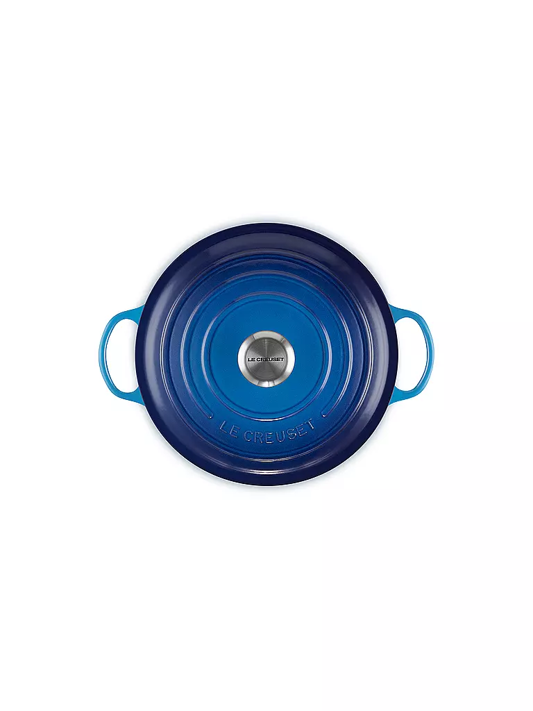 LE CREUSET | Gusseisen-Bräter mit Deckel 26cm LA MARMITE SIGNATURE Azure | creme