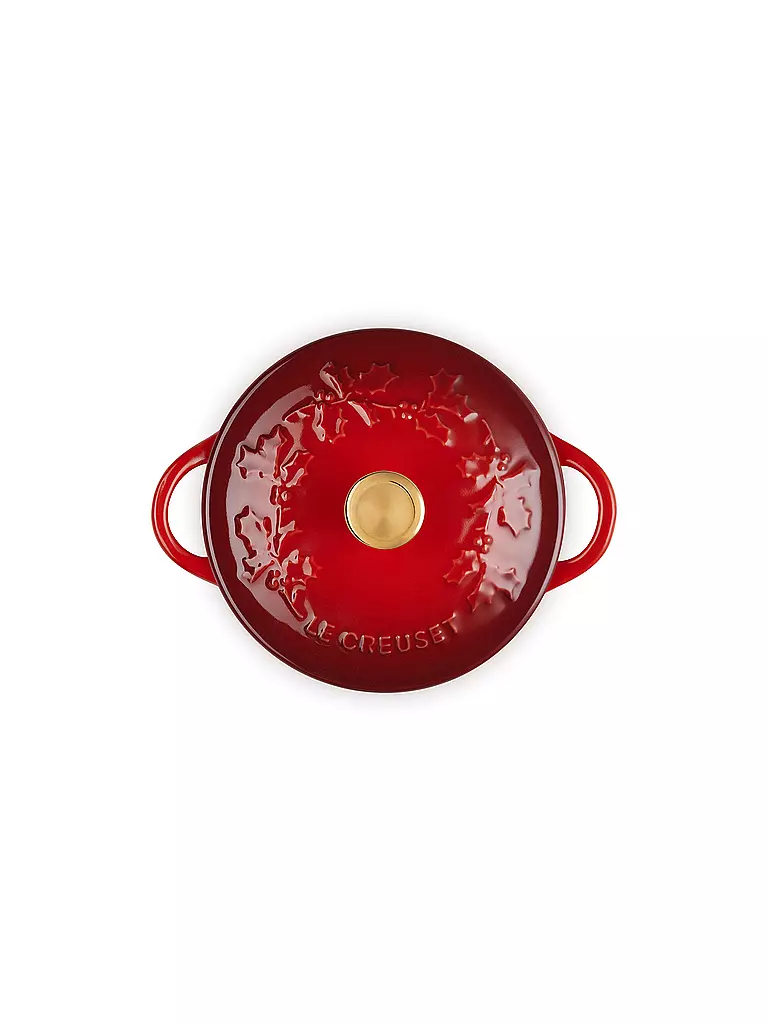 LE CREUSET | Mini Cocotte mit Deckel 10cm HOLLY Kirschrot | dunkelgrün