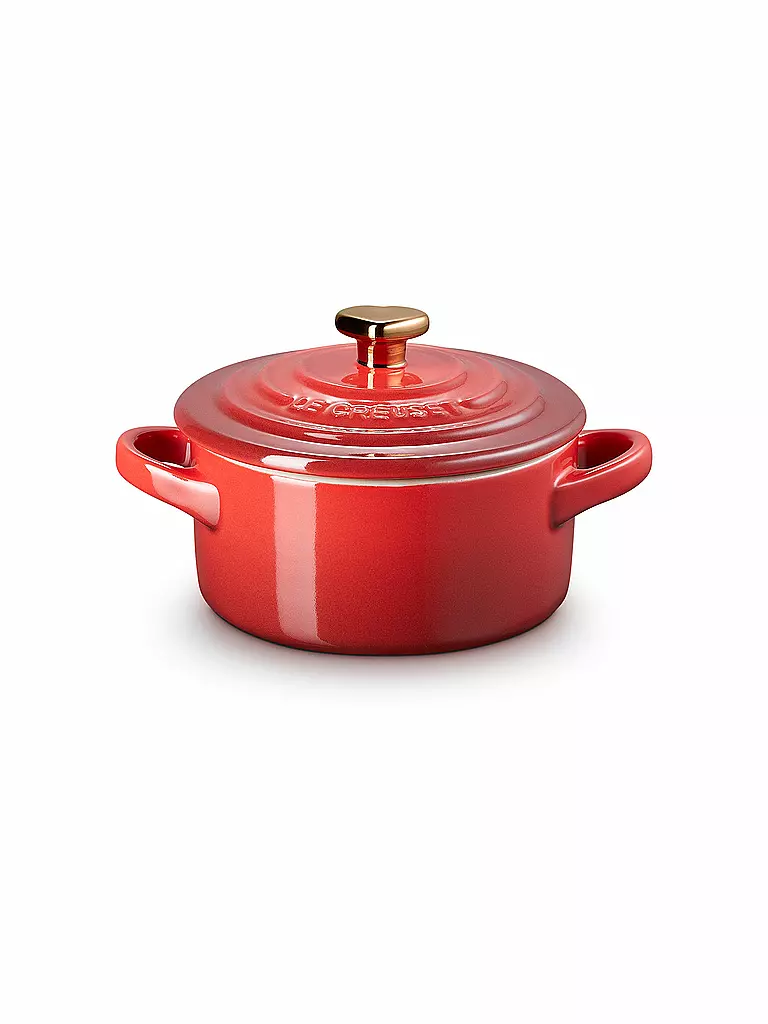 LE CREUSET | Mini Cocotte mit goldenem Herzknauf 10cm/0,25l Kirschrot | rot