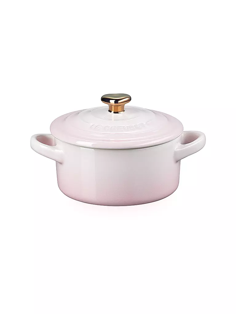 LE CREUSET | Mini Cocotte mit goldenem Herzknauf 10cm/0,25l Shell Pink | rosa