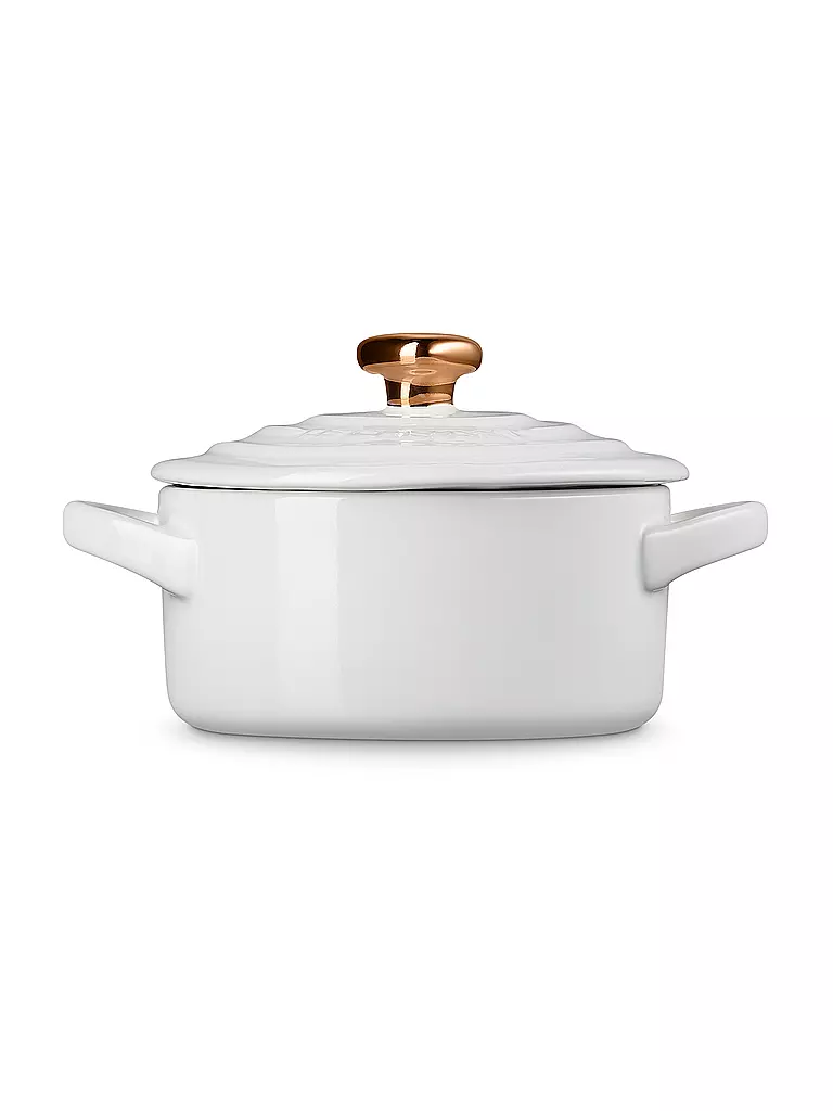 LE CREUSET | Mini Cocotte mit goldenem Herzknauf 10cm/0,25l White  | weiss