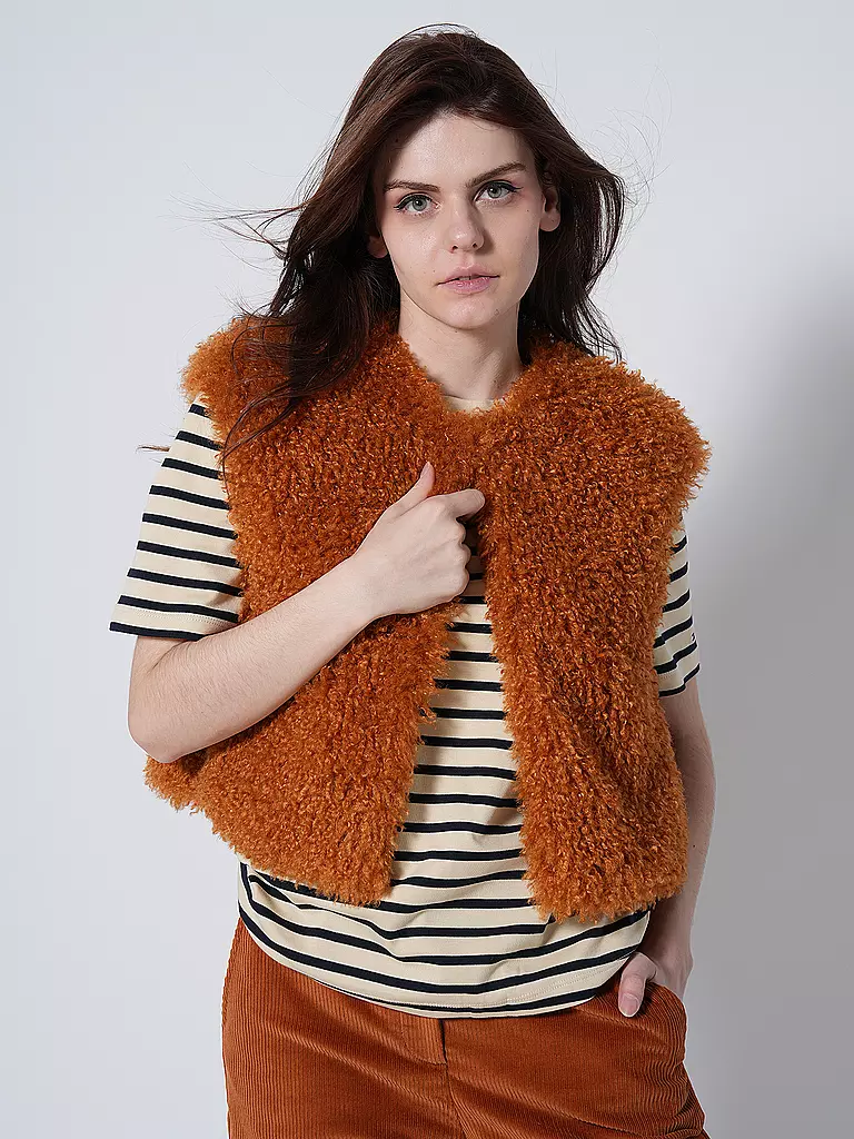 LUISA CERANO | Gilet in Felloptik  | orange