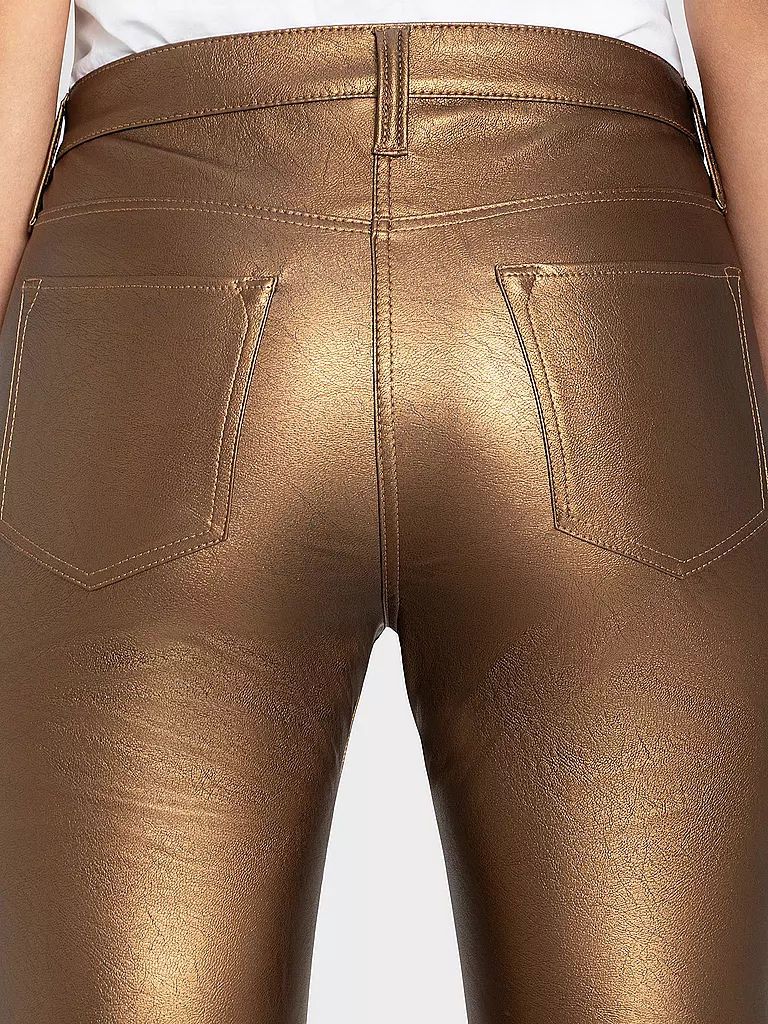 MAC | Hose in Lederoptik Slim Fit | gold