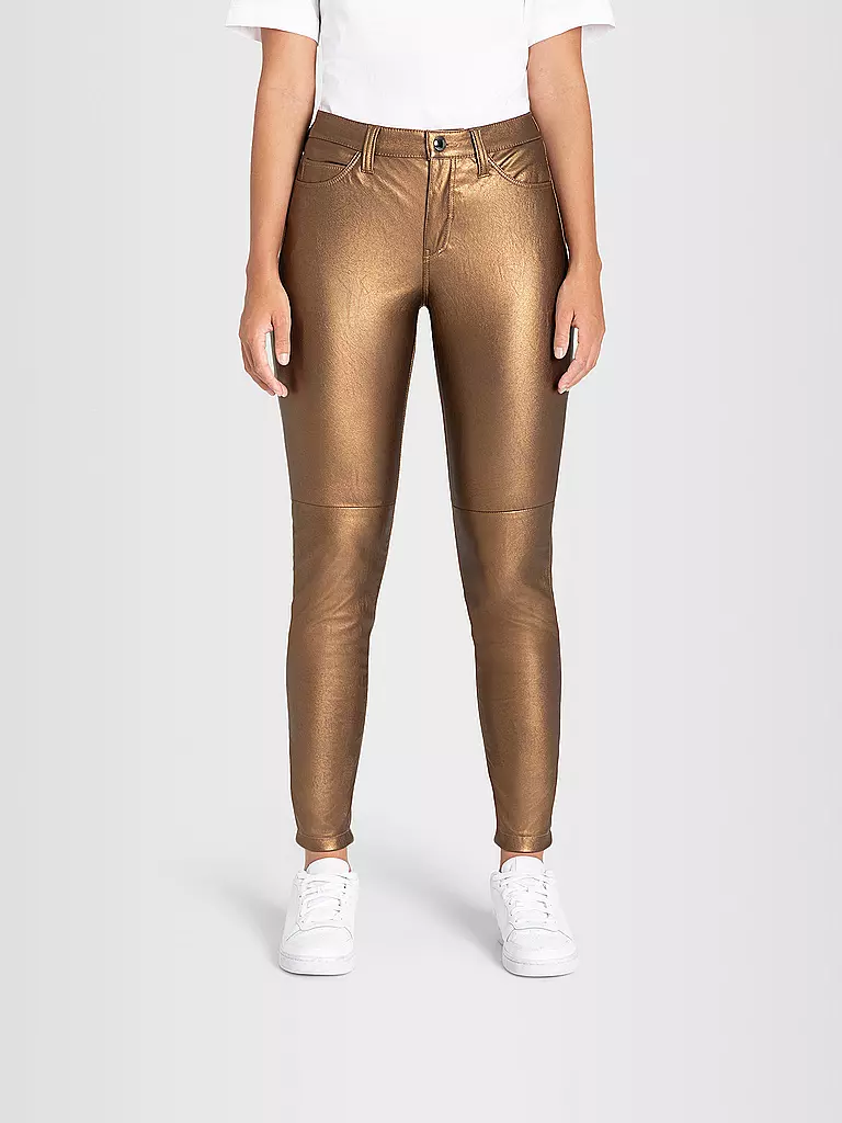 MAC | Hose in Lederoptik Slim Fit | gold