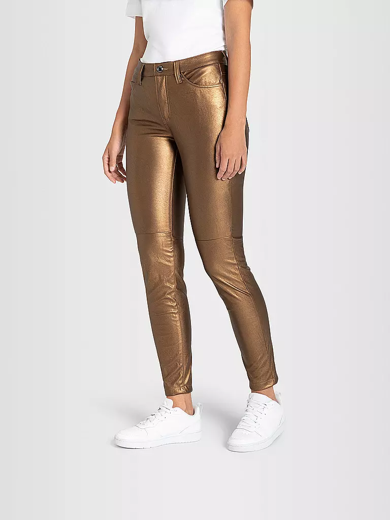 MAC | Hose in Lederoptik Slim Fit | gold