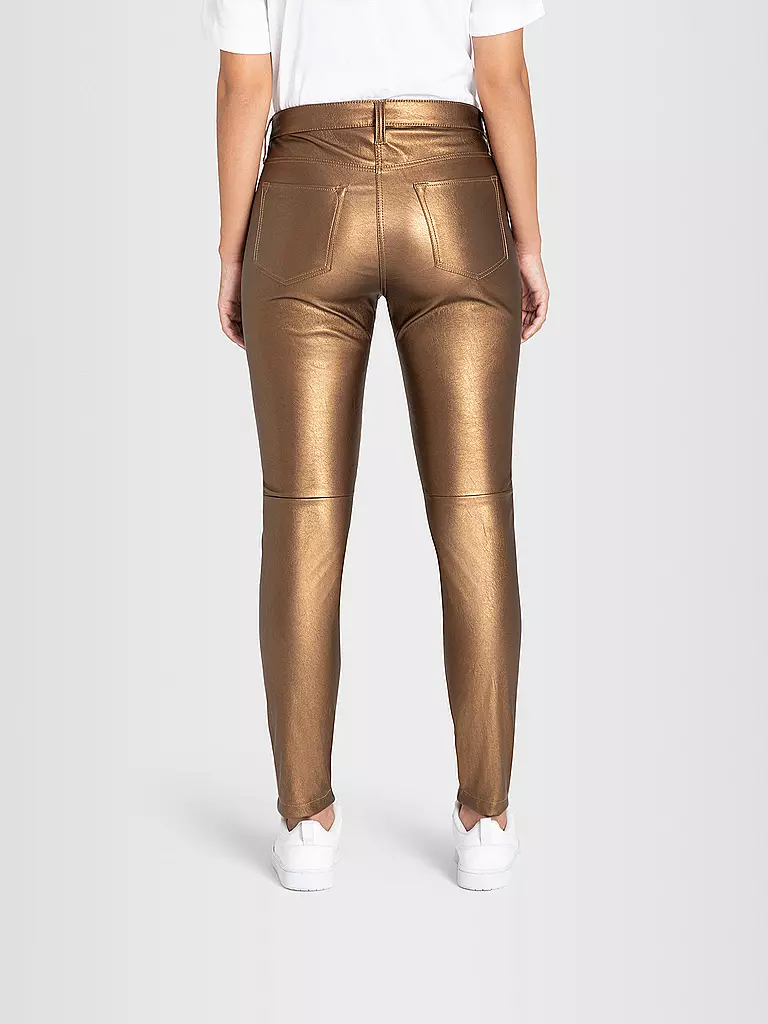 MAC | Hose in Lederoptik Slim Fit | gold