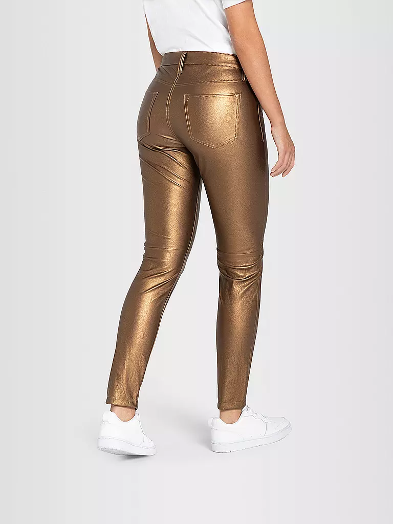 MAC | Hose in Lederoptik Slim Fit | gold