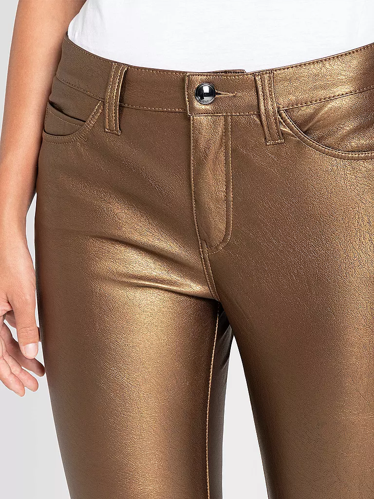 MAC | Hose in Lederoptik Slim Fit | gold