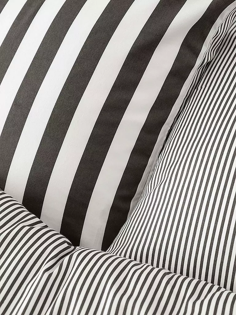 MARC O'POLO HOME | Satin Bettwäsche CLASSIC STRIPE 70x90cm/140x200cm Anthracite | hellgrau