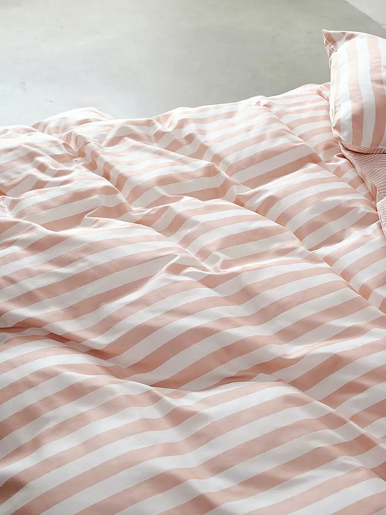 MARC O'POLO HOME | Satin Bettwäsche CLASSIC STRIPE 70x90cm/140x200cm Rose Smoke | dunkelblau