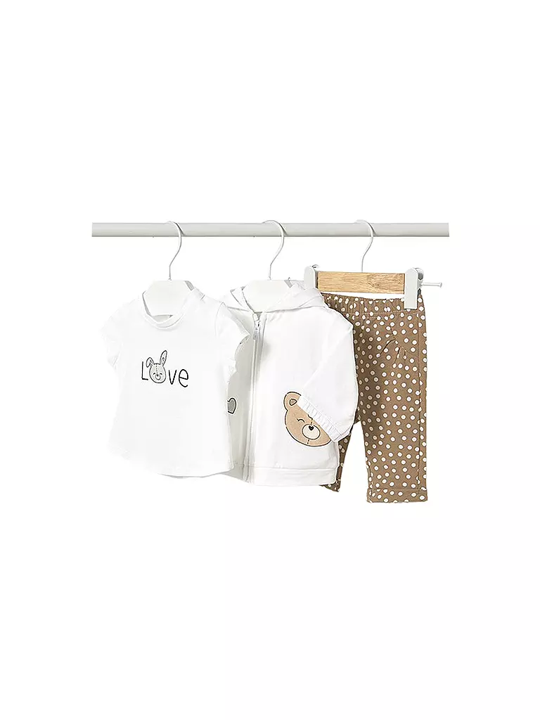 MAYORAL | Baby Set 3-teilig T-Shirt, Sweatjacke und Leggings | weiss