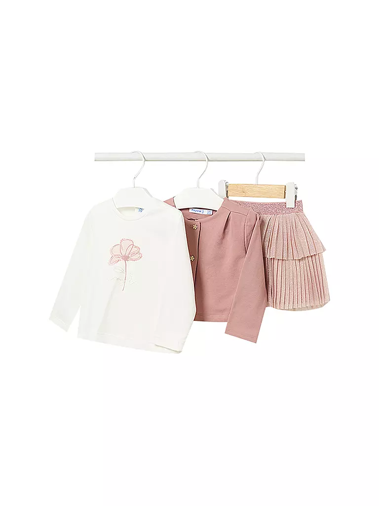 MAYORAL | Baby Set Langarmshirt, Jäckchen, Rock 3-teilig  | rosa